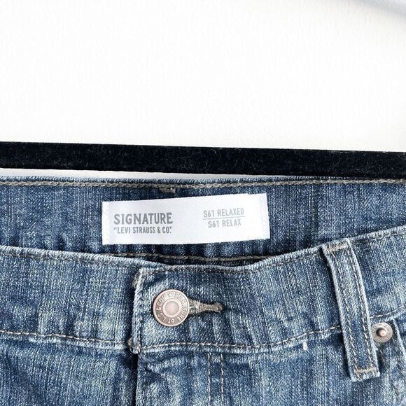 Signature Levi Strauss & Co. Mens Denim Jeans S61 Relaxed Blue Wash Size 38 - Picture 10 of 11